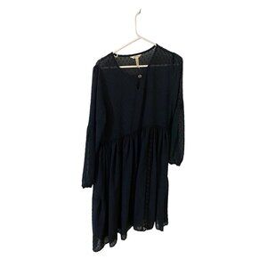 Matilda Jane Women's Black Long Sleeve Charlie Swiss Dot Dress - Medium